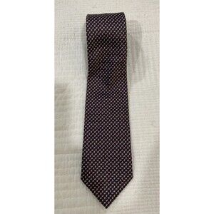 Suitsupply Men's Italian Made Silk Navy Burgundy Floral/Paisley Dot Design Tie